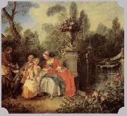 Nicolas Lancret Lady Gentleman with two Girls and Servant oil painting reproduction